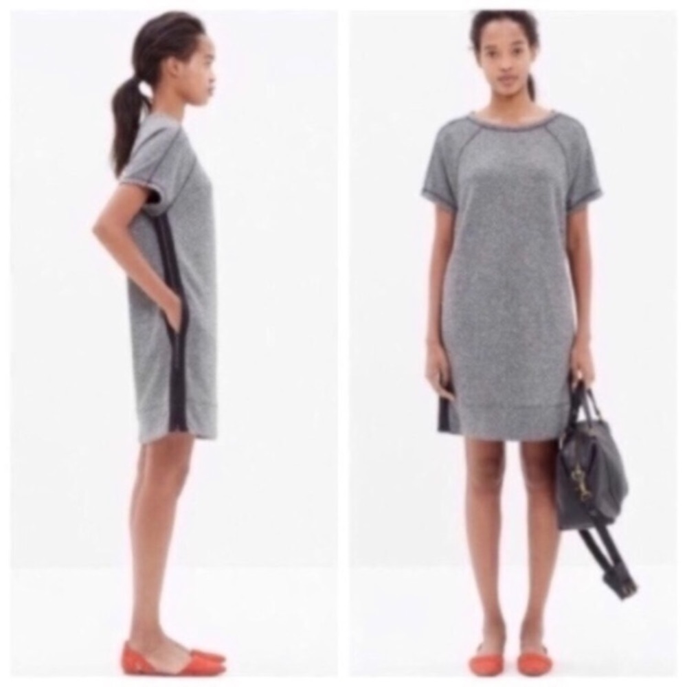 Madewell Panorama Dress Gray Marbled‎ Zip Sides Pockets Women’s Sz Small